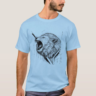 Brüllendes weißes Löwenkopf-Grafik-T-Shirt T-Shirt