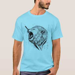 Brüllendes weißes Löwenkopf-Grafik-T-Shirt T-Shirt