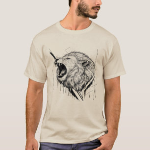 Brüllendes weißes Löwenkopf-Grafik-T-Shirt T-Shirt