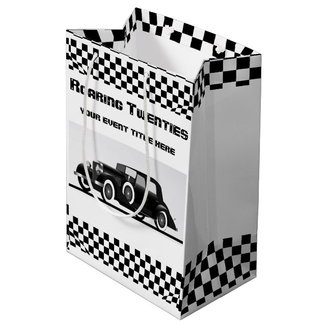 Brüllendes Zwanzigerjahre Party oder Wedding Mittlere Geschenktüte (Rückseite Schrägansicht)