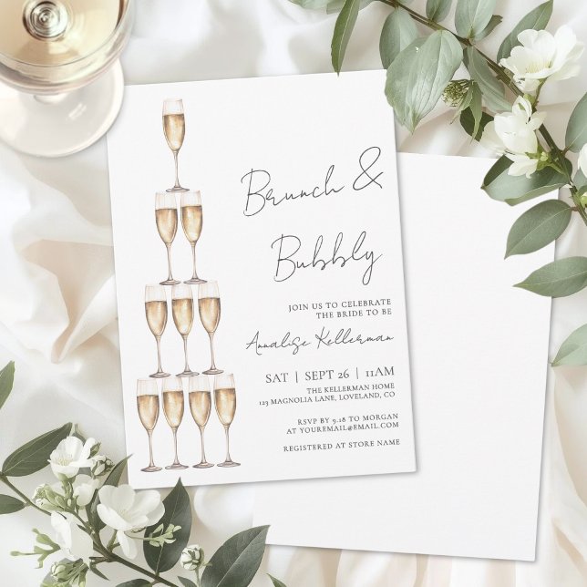 Brunch And Bubbly Champagne Bridal Shower Einladung (Brunch And Bubbly Champagne Bridal Shower Invitation)