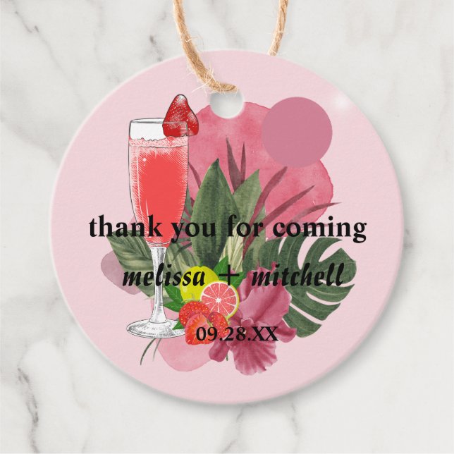 Brunch and bubbly champagne mimosa thank you  geschenkanhänger (Vorderseite)