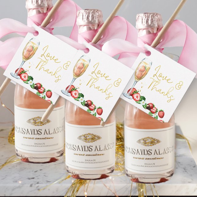 Brunch and Bubbly Strawberries Liebe und Danke Geschenkanhänger (Favor Tags from my Strawberries and Champagne bridal shower collection)