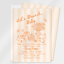 Brunch-Baby-Shower-Einladung | Orange Streifen