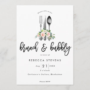 Brunch-Brautparty mit blass rosa Einladung