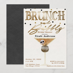 Brunch & Bubbely Wein Gold Halloween Brautparty Einladung