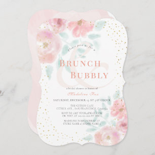 Brunch & Bubble Airline Rose Rosa Brautparty Einladung