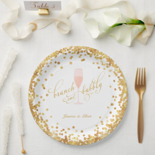Brunch & Bubble Verlobung Bachelorette Dusche Pappteller