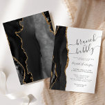 Brunch & Bubbly Black Gold Agate Brautparty Einladung<br><div class="desc">Der links Rand dieses eleganten,  modernen Brunch und die Brautdusche mit blubigem Brautbrunch besticht durch eine schwarze Aquarellwand mit vergoldetem Imitat-Glitzer. Der individuell anpassbare Text kombiniert handgeschriebene Holzkohle,  Kupferplatte und kursiv Schriftart auf weißem Hintergrund. Auf der Rückseite ist ein passendes schwarz-goldfarbenes Agerat-Design zu sehen.</div>