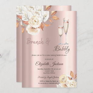 Brunch & Bubbly Blume Brautparty Einladung