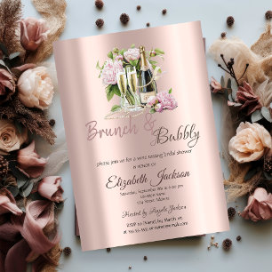 Brunch & Bubbly Blumen Perlen Junggesellinnen-Absc Einladung