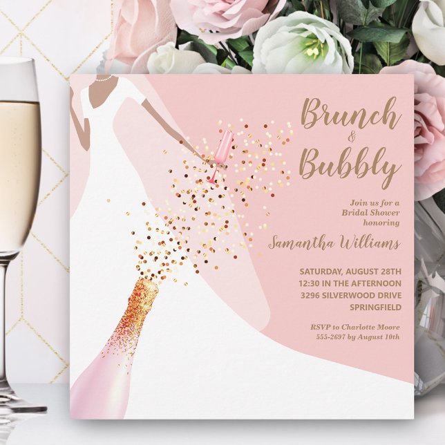Brunch Bubbly Blush Pink Brautparty Einladung (Von Creator hochgeladen)