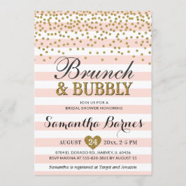 Brunch Bubbly Blush Pink Gold Brautparty Einladung