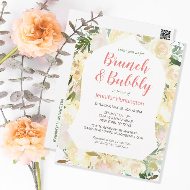 Brunch & Bubbly Boho Bridal Dusche Einladung Postkarte (Von Creator hochgeladen)