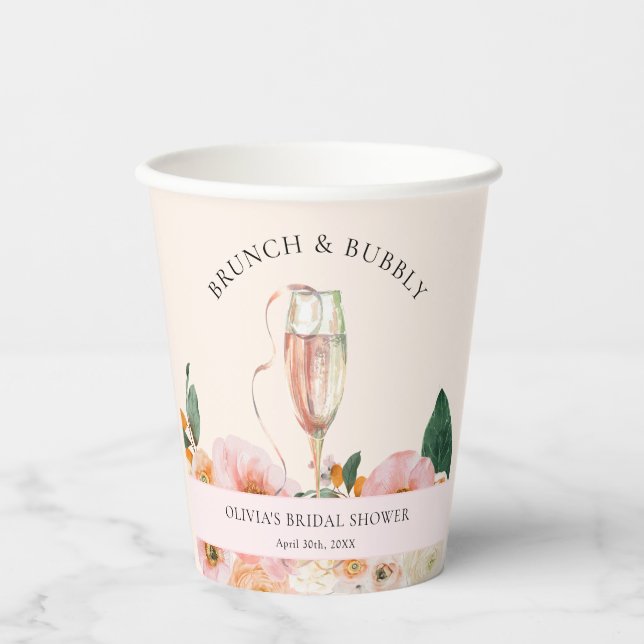 Brunch & Bubbly Boho Floral Champagne Pappbecher (Vorderseite)