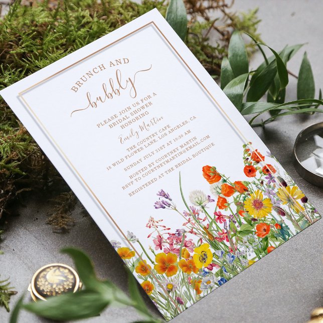 Brunch & Bubbly Boho Wild Blume Brautparty Einladung (Von Creator hochgeladen)