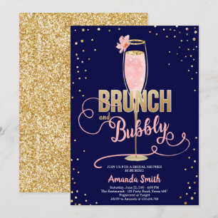 Brunch & Bubbly Brautparty Blush Gold Champagne Einladung