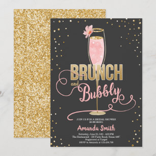 Brunch & Bubbly Brautparty Blush Gold Champagne Einladung