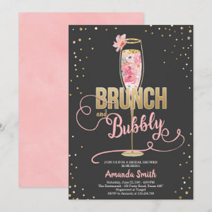 Brunch & Bubbly Brautparty Blush Gold Champagne Einladung