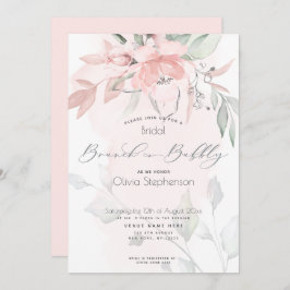 Brunch Bubbly Brautparty Blush Wilde Rose Invita Einladung