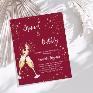 Brunch Bubbly Brautparty burgundy Einladung