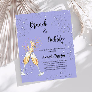 Brunch Bubbly Brautparty Duschblau Einladung