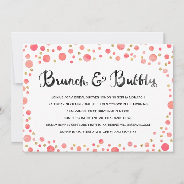 Brunch & Bubbly | Brautparty Einladung (Vorderseite)