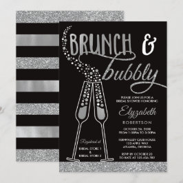 Brunch & Bubbly Brautparty Einladung, Imitate Silb Einladung
