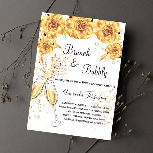 Brunch Bubbly Brautparty Goldblasen Einladung