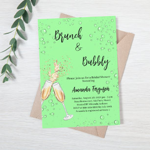 Brunch Bubbly Brautparty jubelt Minzgrün Einladung