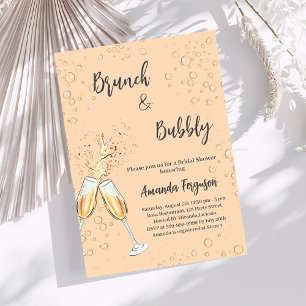 Brunch Bubbly Brautparty Juckreiz Pfirsich Einladung