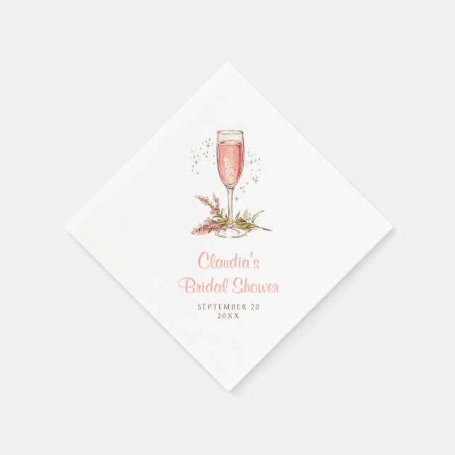 Brunch Bubbly Brautparty Peach Apricot Serviette (Ecke)