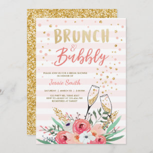 Brunch & Bubbly Brautparty Pink Gold Champagne Einladung