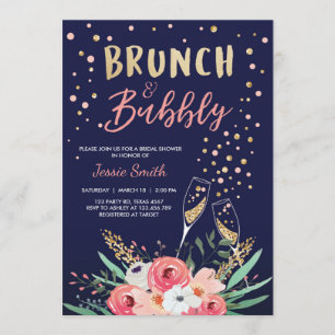 Brunch & Bubbly Brautparty Pink Gold Champagne Einladung