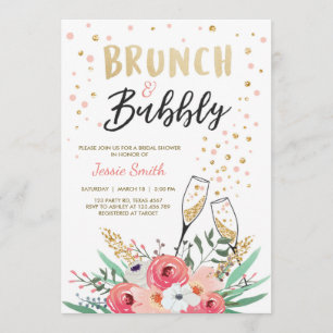 Brunch & Bubbly Brautparty Pink Gold Champagne Einladung