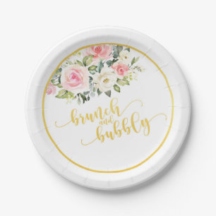 Brunch & Bubbly Brautparty Plate - Gold Pappteller