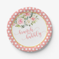 Brunch & Bubbly Brautparty Plate - Rosa TXT Dot
