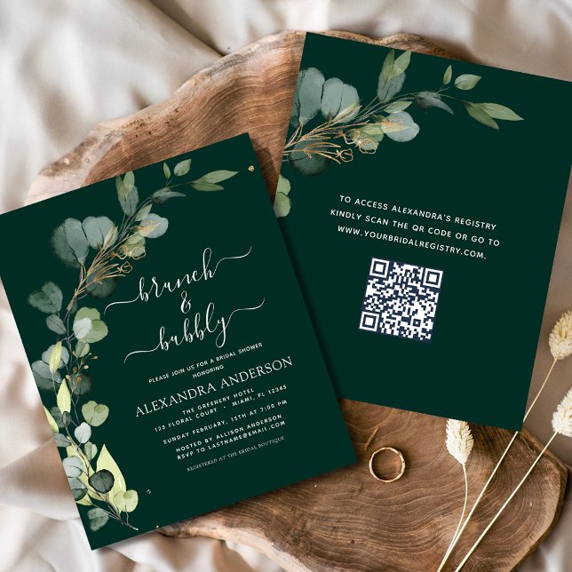 Brunch & Bubbly Brautparty QR Code Einladung Flyer (Von Creator hochgeladen)