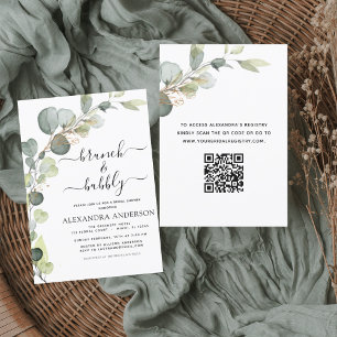 Brunch & Bubbly Brautparty QR Code Einladung Flyer