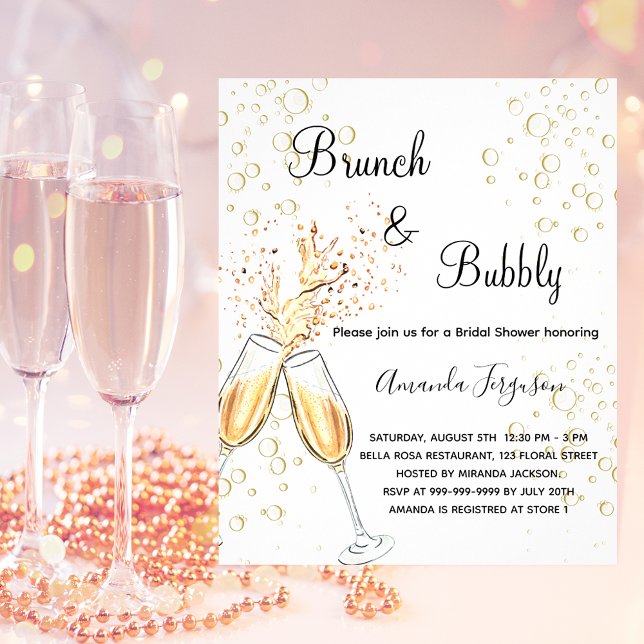 Brunch Bubbly Brautparty Rosa Einladung (Von Creator hochgeladen)