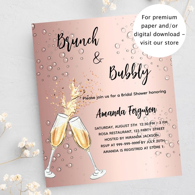 Brunch Bubbly Brautparty Rose Einladung (Von Creator hochgeladen)