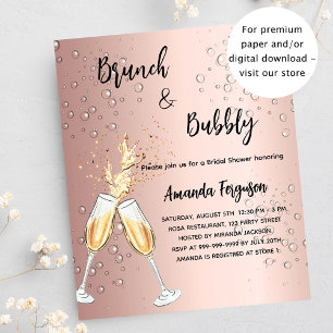 Brunch Bubbly Brautparty Rose Einladung Flyer