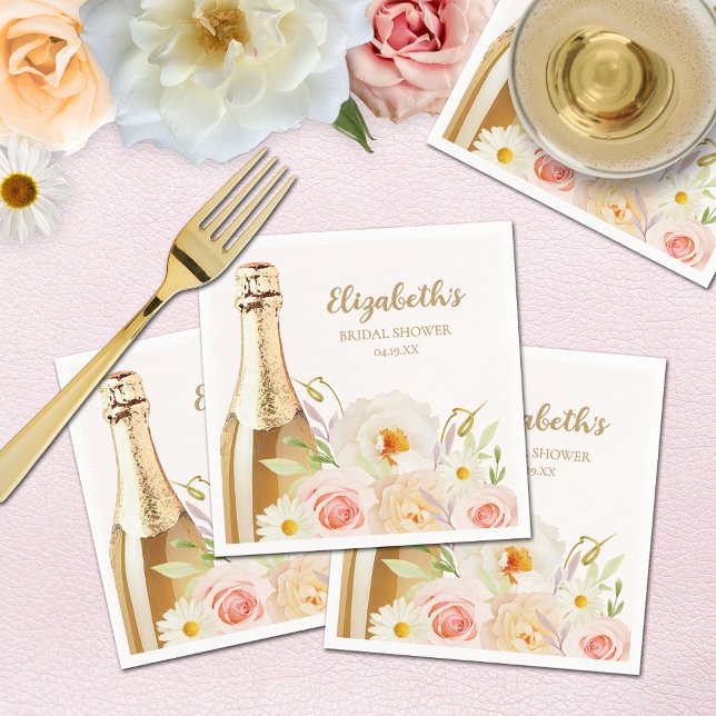Brunch & Bubbly Brautparty Serviette (Brunch & Bubbly garden flowers bridal shower napkins)