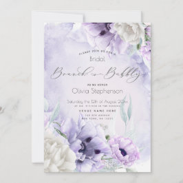 Brunch Bubbly Brautparty Watercolor Lilac Poppy Einladung