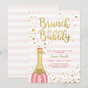 Brunch & Bubbly Bridal Dusche Einladung Pink Gold