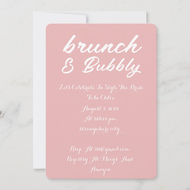 BRUNCH & BUBBLY BRIDAL SHOWING EINLADENPINK SAVE THE DATE (Vorderseite)