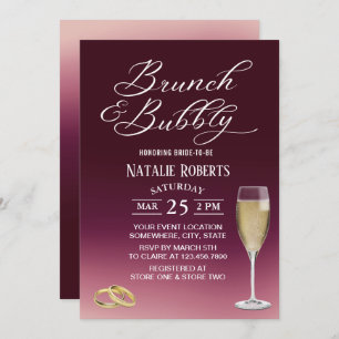Brunch & Bubbly Burgundy Red Ombre Brautparty Einladung