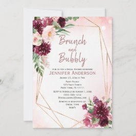 Brunch & Bubbly Burgundy Rose Brautparty Einladung