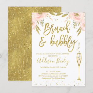 Brunch Bubbly Champagne Bridal Dusche Einladung