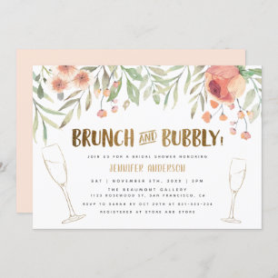 Brunch & Bubbly Champagne & Gold Brautparty Einladung